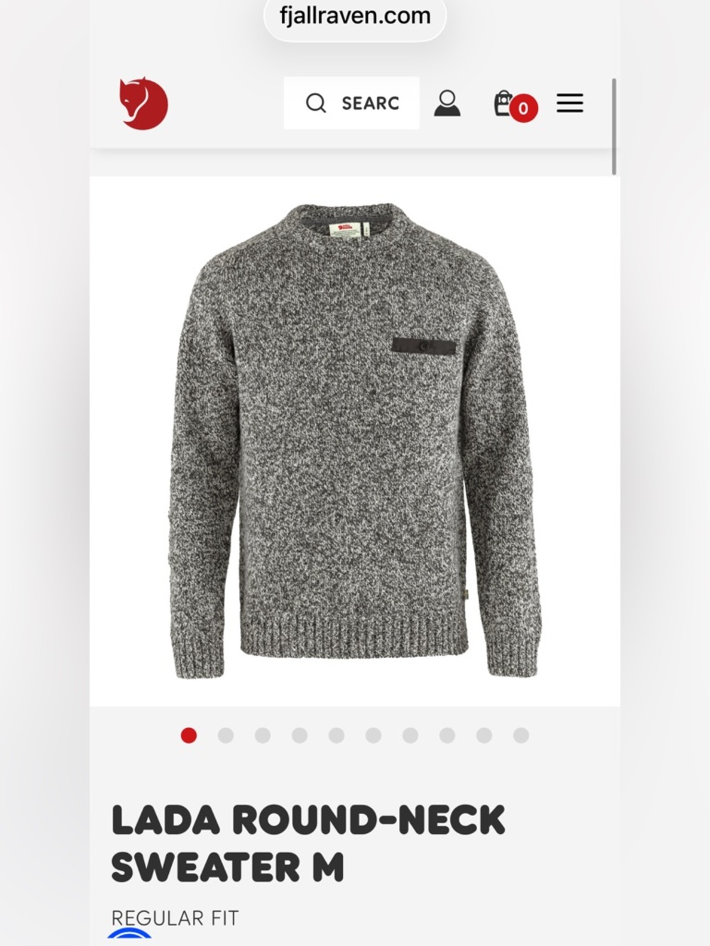 Fjallraven Light Grey Speckled Crewneck Sweater with Blue Pocket Trim